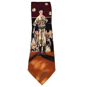 Norman Rockwell Silk Tie Saturday Evening Post Baseball Chicago Art